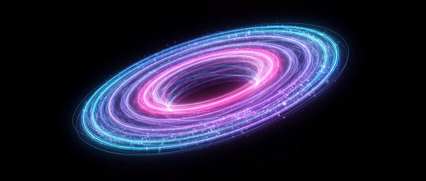 Glowing portal of swirling neon light, ready to overlay on photos for flexible placement in design layouts with precise positioning, ready for cinematic overlays and design use
