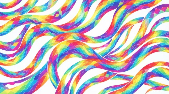 Abstract rainbow wavy lines pattern with colorful gradient texture