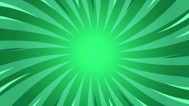 Green comic book style sunburst background with radiating speed lines for dynamic graphic design