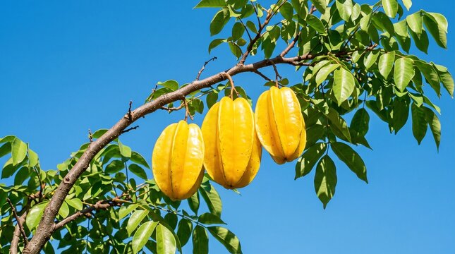 Ripe starfruit branch