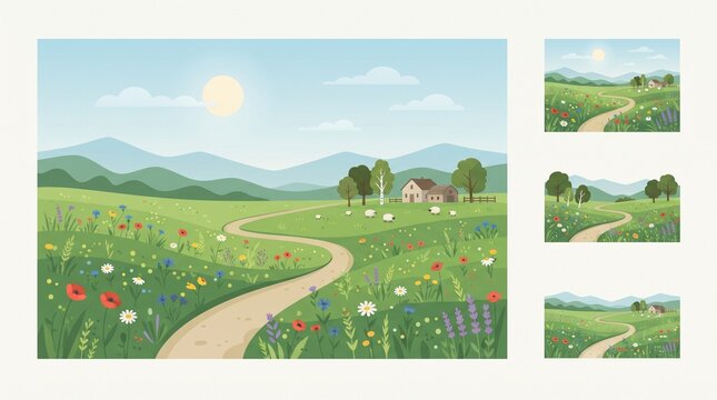 Spring meadow landscape