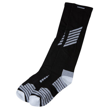 Pair of long black and white athletic knee high socks isolated on white background