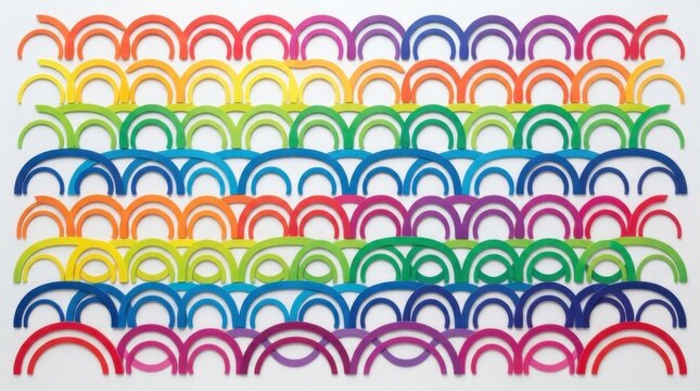 Colorful rainbow pattern with overlapping semi circles