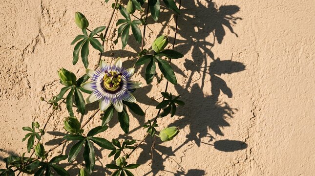 Exotic Passionflower Vine with Intricate Purple and White Blooms