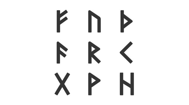 Ancient runic alphabet symbols set for mystic and historical designs.