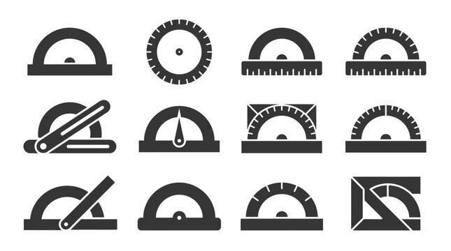 Angle measurement protractor icons.