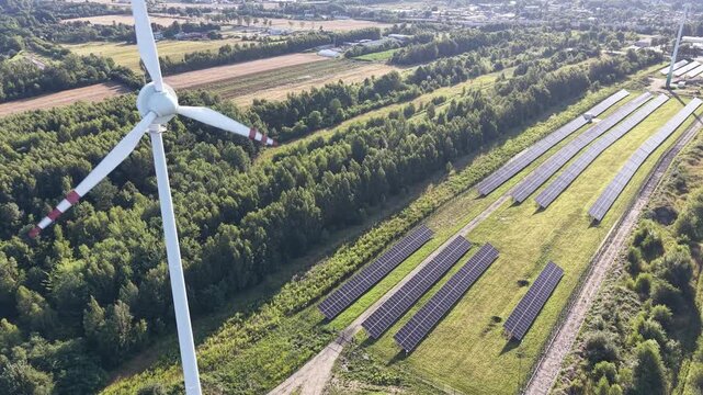 Aerial drone view of eco friendly electricity generation