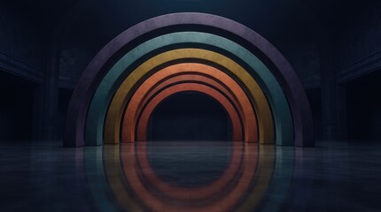 Fototapeta premium 3d World Children's Day abstract background design nwe 2026 Concentric gradient circles forming a tunnel effect with warm colors illustration