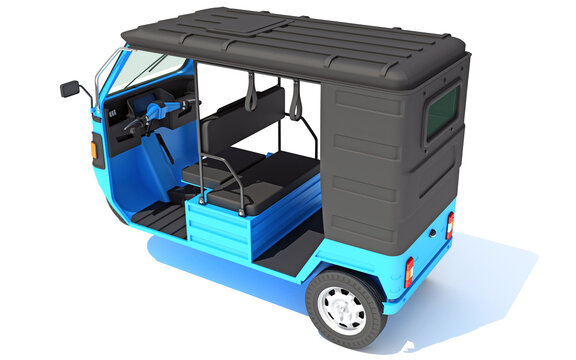 Auto Rickshaw Bajaj TukTuk 3D rendering on white background