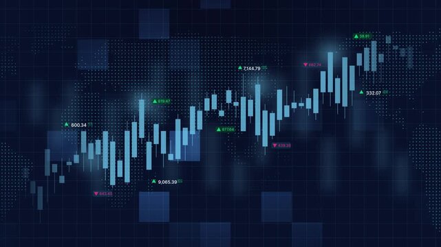 Blue stock market investment, trade business analytics graph and financial chart, market business and exchange financial growth