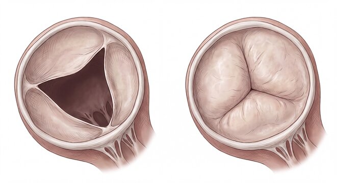 Anatomy Illustration of Healthy Human Aortic Valve Functioning