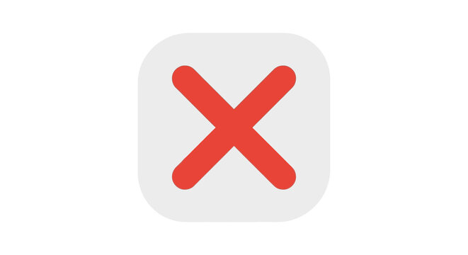 Red cross mark in rounded square vector icon for error and close action