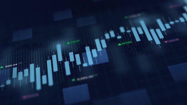 Blue stock market investment, trade business analytics graph and financial chart, market business and exchange financial growth