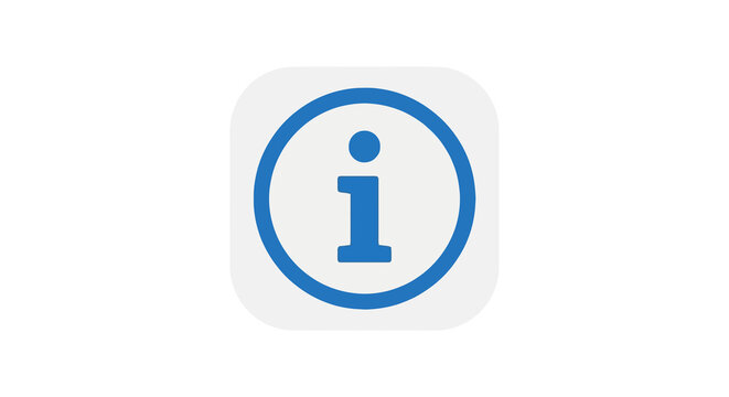 Blue information symbol in rounded square vector icon for UI design and help section