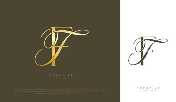 Luxury initial FT letter Logo template for wedding and fashion