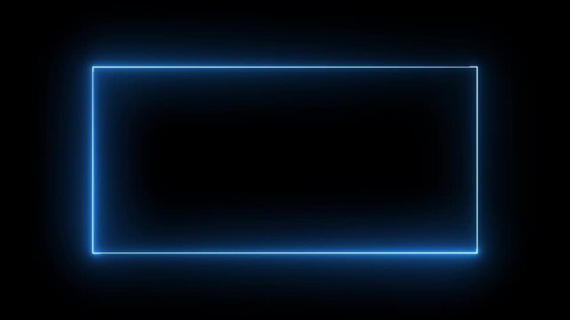 Six animated neon blue rectangles pulsing with light on a black background for graphic design