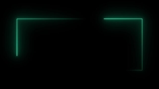 Teal neon corner brackets animate on black background for digital interface concept