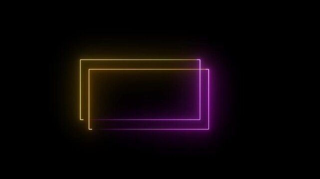 Glowing Neon Rectangles Pulsating With Purple and Yellow Light Against Black Background