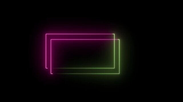 Animated Neon Rectangles Pulsing with Pink and Green Lights on Black Background
