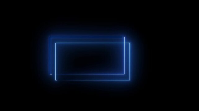 Animated Neon Rectangles with Glowing Edges Transitioning on Black Background Cinematic Motion