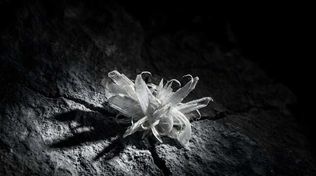 Intricate petals of fibrous selenite gypsum resting on dark stone for advanced geological science and mineralogy education