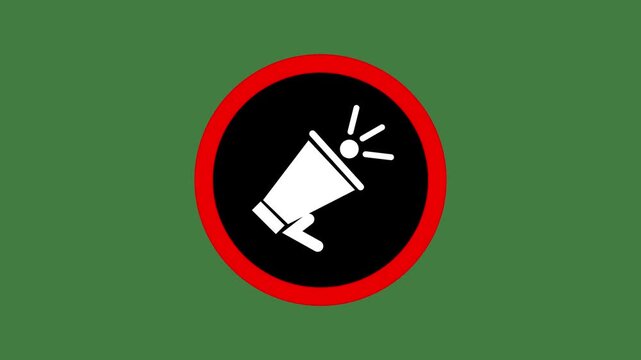 Megaphone icons appearing in a repeating pattern on a green and black background
