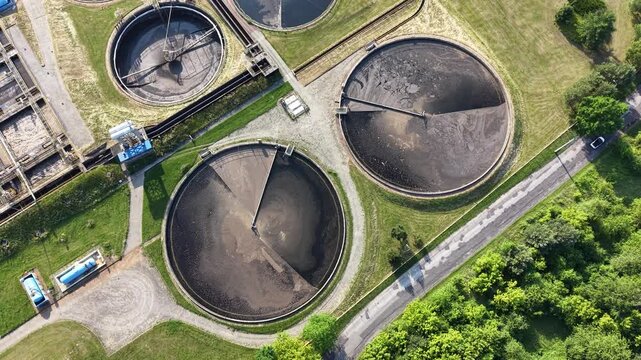 Industrial wastewater processing plant top down