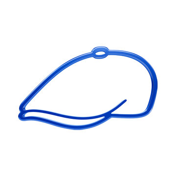 Glossy blue of a traditional flat cap hat, styled with smooth neon glowing outlines on a dark background