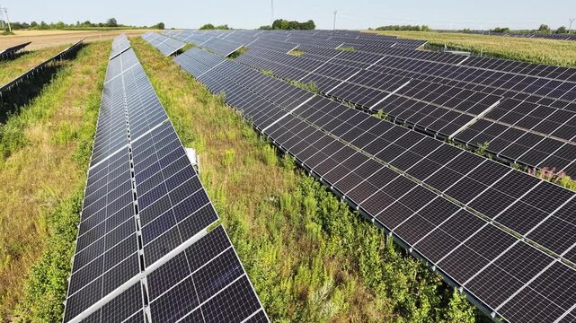 Agriculture and solar energy infrastructure in a rural landscape