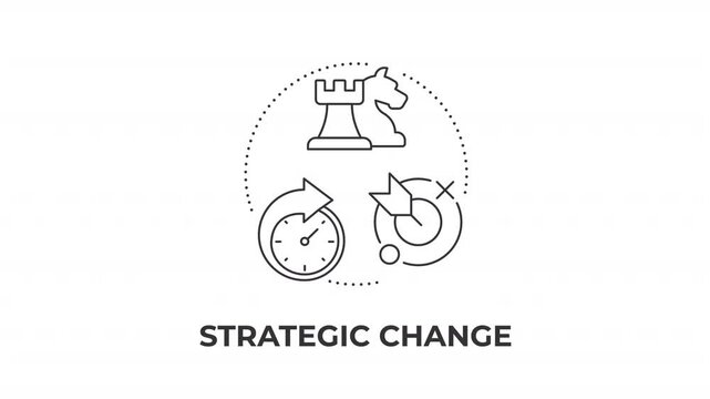 Strategic change animated line concept icon. Corporate transformations. Optimizing corporate timeline workflows. Enterprise growth. Flat linear graphic motion. Minimalist black outline animation