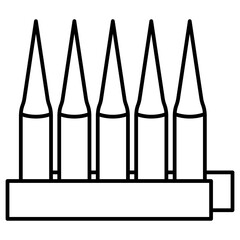 Stripper Clip Ammo Line Icon Vector Speed Loader Rifle Cartridge Clip Outline © alwan