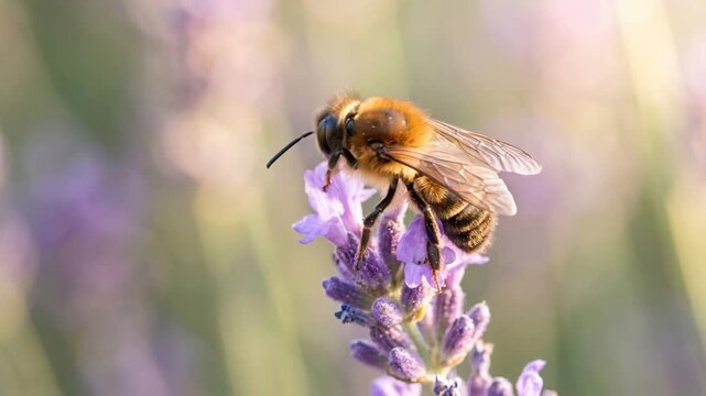 mason bee close up at morning light in north american woodland video