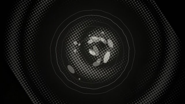 Abstract neon light waves with glowing particles on black background