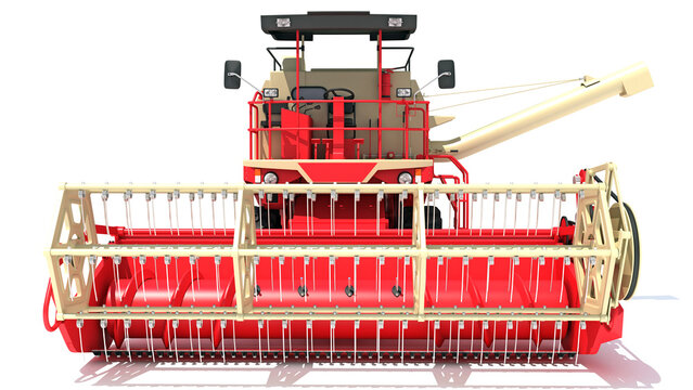 Farm Combine Harvester 3D rendering on white background
