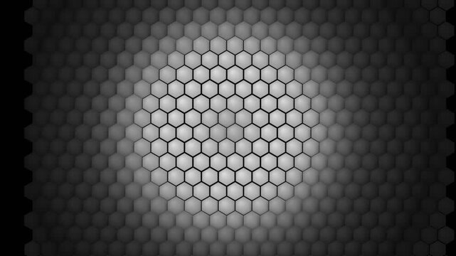 Abstract dark background with halftone dots and circular radar lines