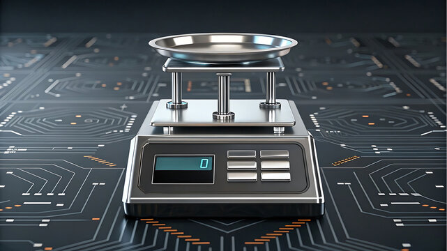 Precision balance scale digital scale stainless steel pan futuristic technology electronic measurement