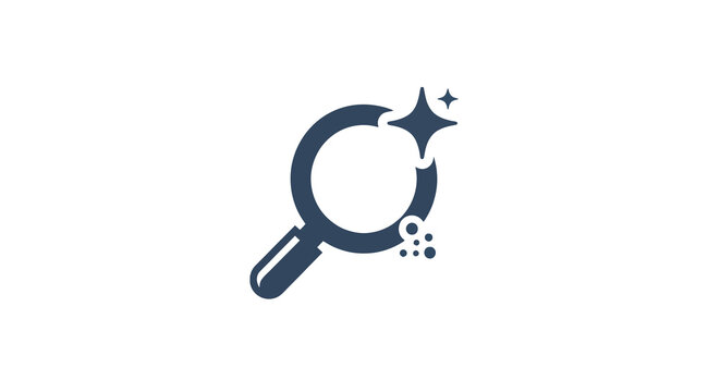 Dark magnifying glass with sparkle and digital accent vector icon for smart search and AI discovery