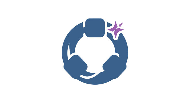 Automated workflow loop with purple intelligence accent vector icon for software automation and process optimization