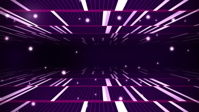 Cyberpunk Purple Grid Tunnel Synthwave Motion Background Loop with Glowing Particles