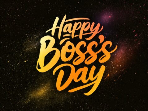 Happy Boss Day Celebration Graphic Design With Glowing Text Effect