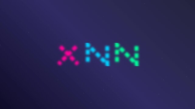 Colorful abstract digital logo on dark gradient background