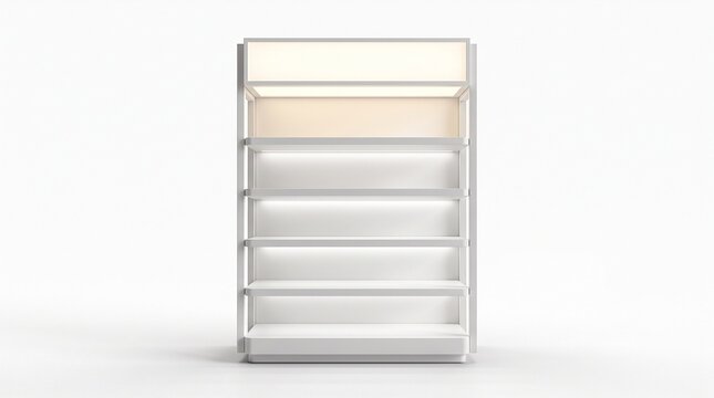 Minimalist White Multi-Tier Retail Display Shelf for Product Presentation and Store Merchandising