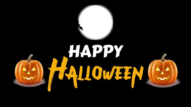 Seamless animation of a happy Halloween, flying bats, shining pumpkin eyes, Halloween party, best Halloween footage 4K. 