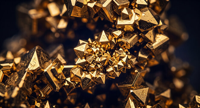 Abstract geometric gold crystal structure background