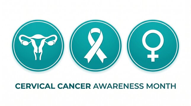 Cervical cancer awareness month vector icons set