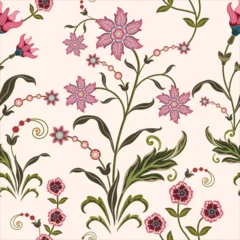 Vector Hand drawn colourful geometric flowers seamless patterns,Motifs,chintz,for textiles, wallpaper,clothing, wrapping paper, backdrop, banner, African boho paisley,traditional,vintage design.  © nongnuch_l