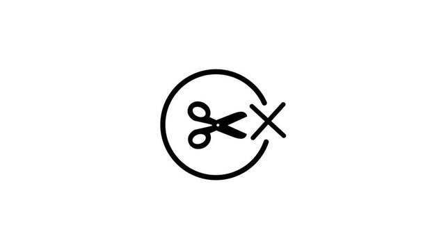 Animated No Scissors Cutting Tool Forbidden Circle Sign Icon Loop Red Cross Motion Graphic Ban Warning UI Element