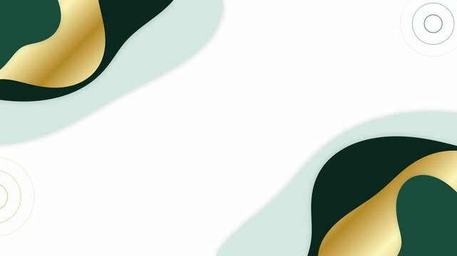 Abstract white background with elegant 3D papercut waves in emerald green and shiny gold. This seamless luxury motion graphic loop is perfect for premium corporate or wedding designs.