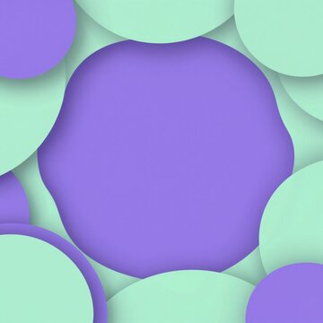 abstract background multiple overlapping circles different shades purple light green circles arranged random pattern creating sense depth dimension center large oval shaped purple circle stands out