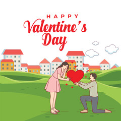 Abstract Valentines day greetings post and banner design  © sajib